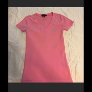 Ralph Lauren Pink V Neck Tee Size XS